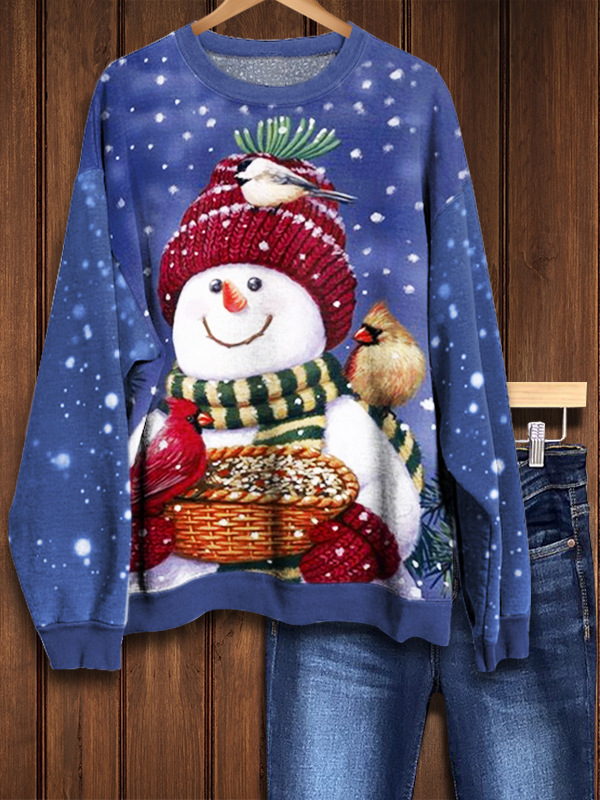 Christmas Snowman Print Sweatshirt